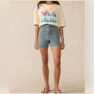 Faherty Stretch Terry Shorts Size 28 Ocean Glass